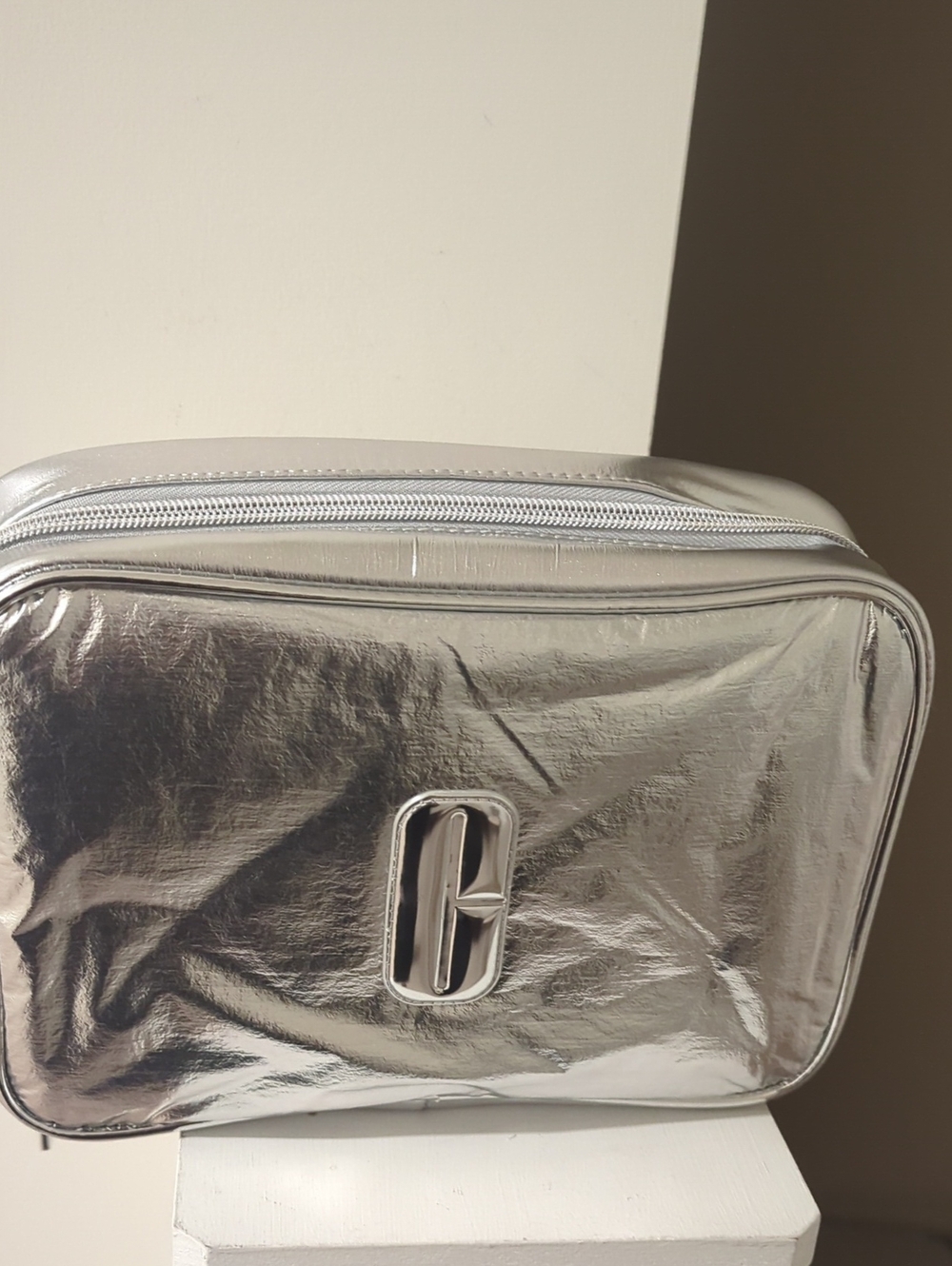 Clinique Metallic Silver Cosmetic Travel Case